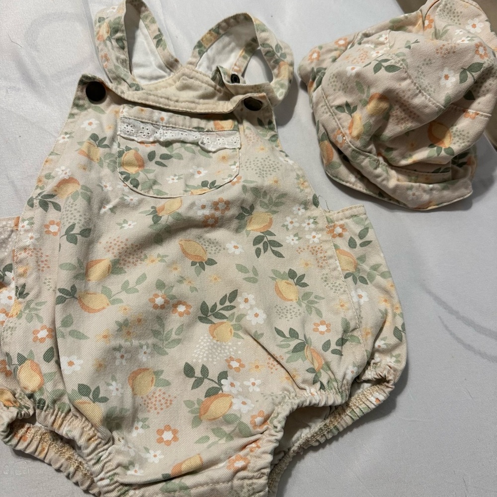 Cream and Orange Diaper Cover One Piece with Elastic Details